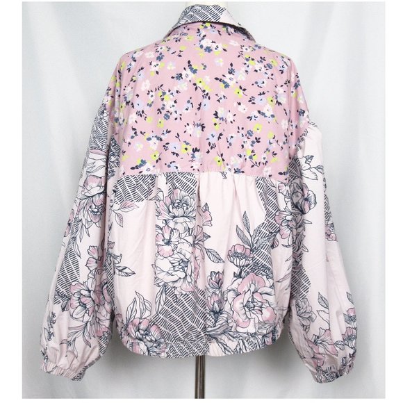 Anthropologie Daily Practice Windbreaker Jacket Pink Floral Print Small - Picture 5 of 11